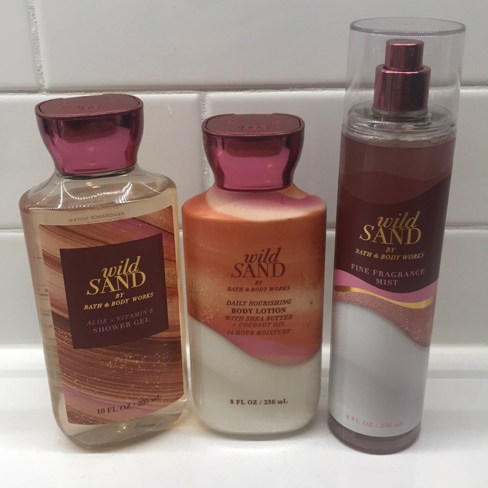 NWT!RARE!BBW Wild Sand Body Lotion, Body Wash & Fine Fragrance Mist